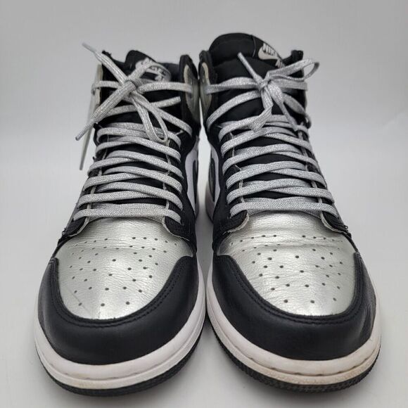 Nike Air Jordan 1‎ High OG Silver Toe Sneakers Black CD0461-001 Shoe Sz 9.5 - Picture 5 of 12
